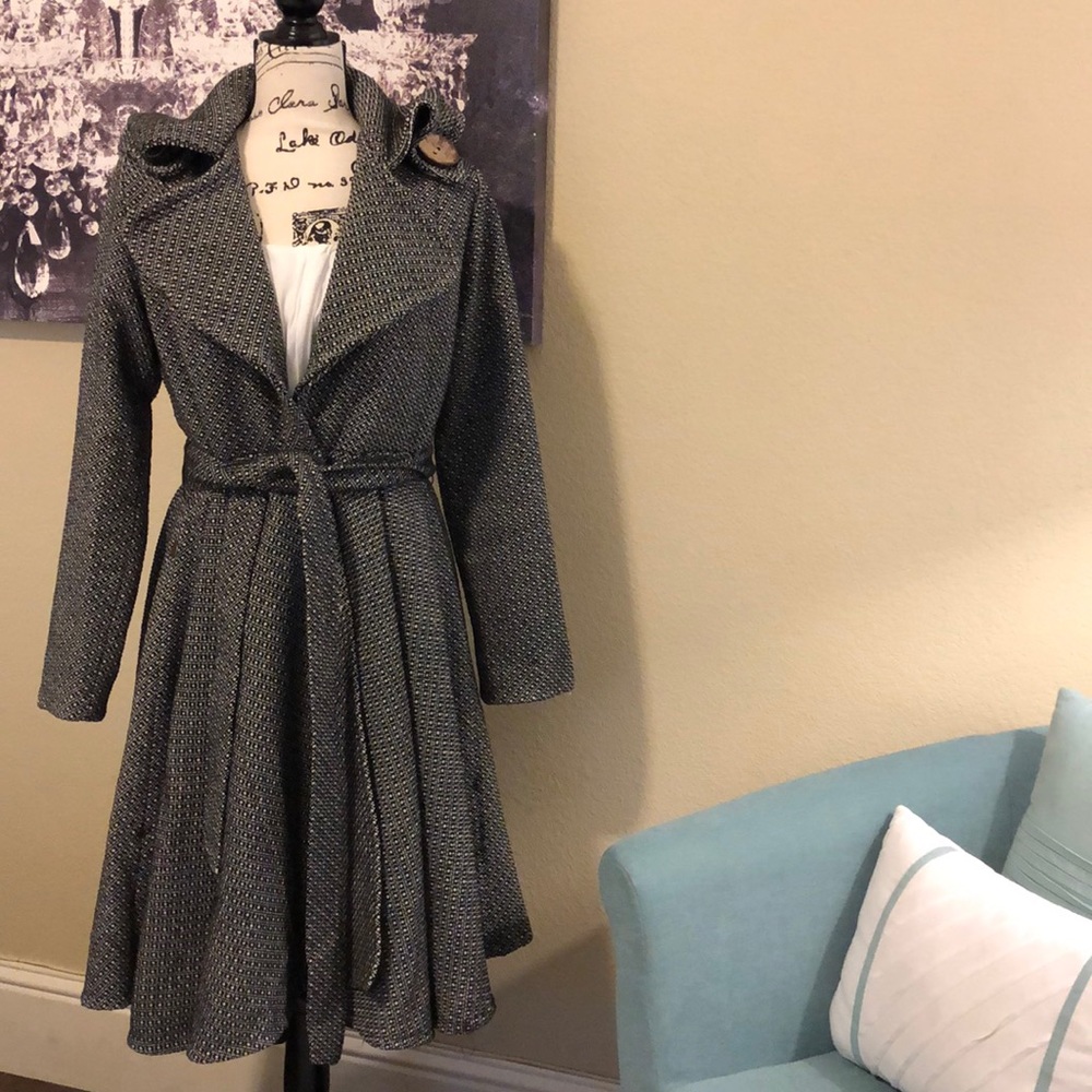 Caribbean Queen Peplum A-Line Pea Coat Medium EUC - Picture 3 of 8